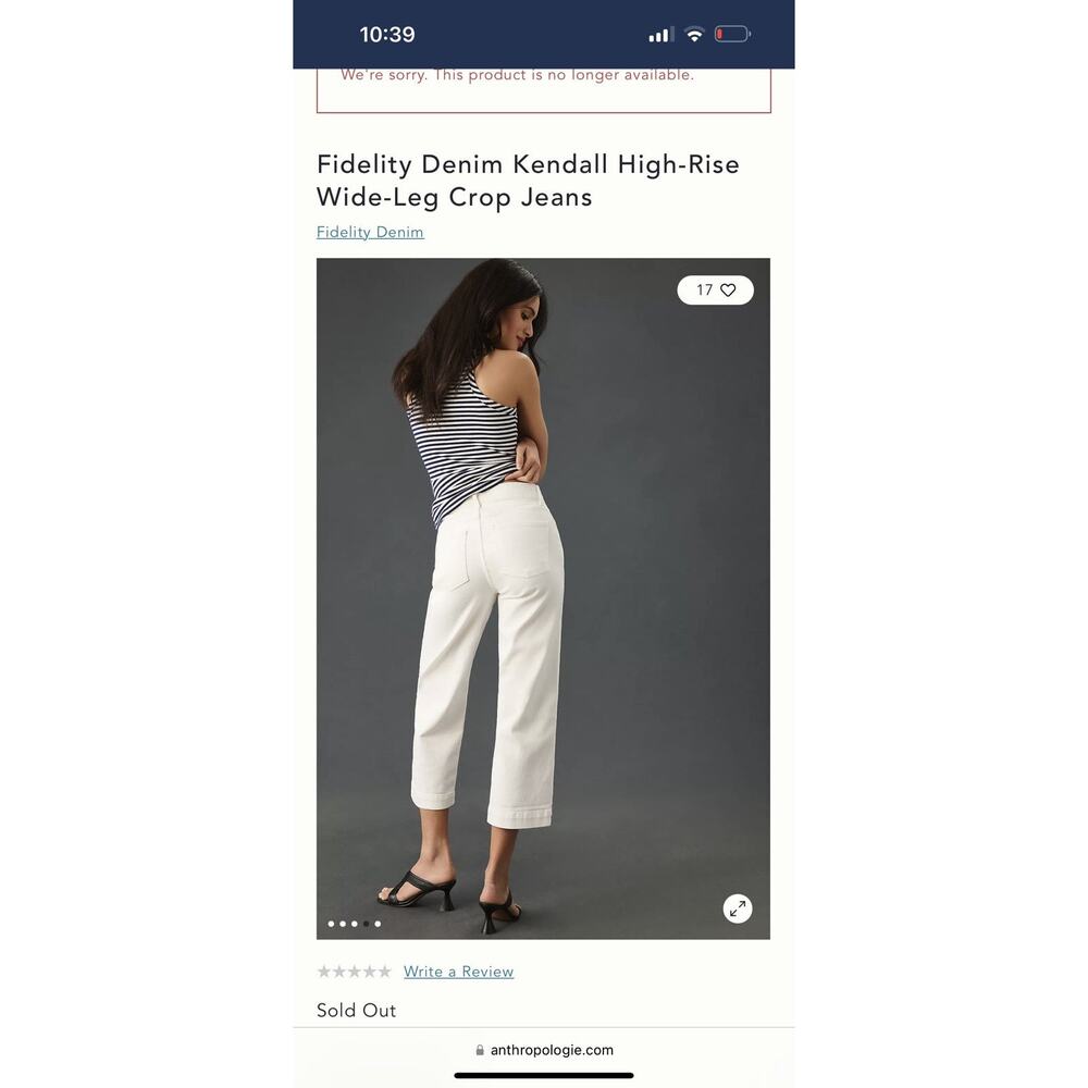 NWT Fidelity Kendall Denim Mid Rise S1066 Anthropologie Jeans 26 Wide Leg Crop - Picture 13 of 14